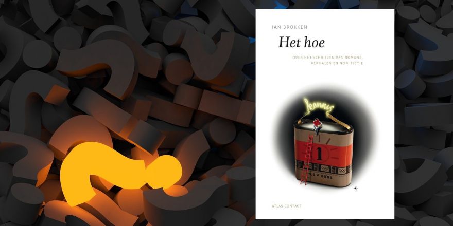 Stapel vraagtekens en de cover van 'Het hoe'