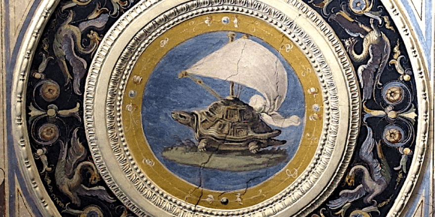 Schildpad met zeil, Palazzo Vecchio Florence
