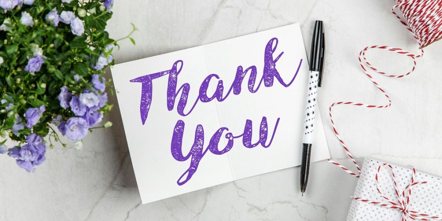 'Thank you' geschreven op papier