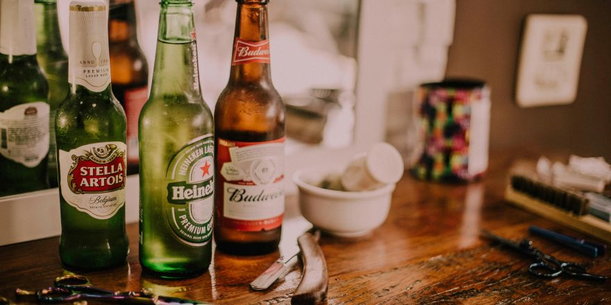 Drie soorten bier op een rij