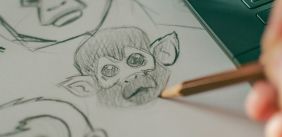 Iemand tekent een aapje