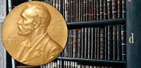 Teken Nobelprijs voor de Literatuur voor boekenkast