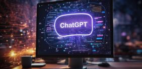 Laptop scherm met ChatGPT erop