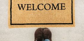 Deurmat met het woord 'welcome'