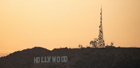 Hollywood bord met zonsondergang