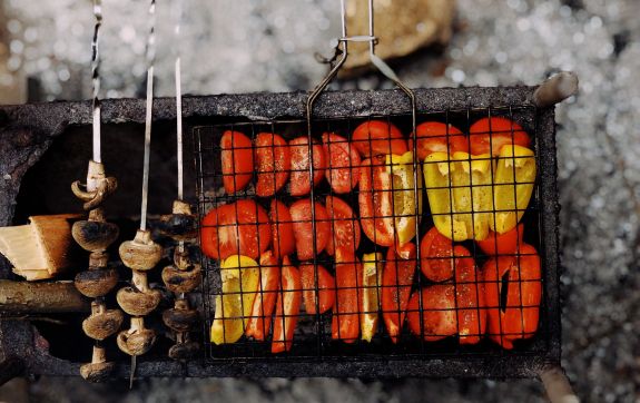Barbecue met champignons en paprika